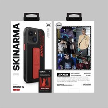 Skinarma iPhone 15 Uyumlu Kılıf Skinarma Standlı Deri Görünümlü Slate Kapak Turuncu