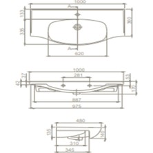 Turkuaz Seramik Lila 100 cm Etajerli Lavabo