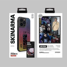 Skinarma iPhone 15 Pro Uyumlu Kılıf Skinarma Holografik Standlı Deri Görünümlü Kira Kobai Kapak Colorful