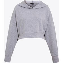 Rivus Kapüşonlu Kısa Sweatshirt - Gri