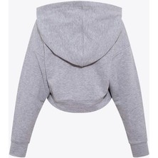 Rivus Kapüşonlu Kısa Sweatshirt - Gri