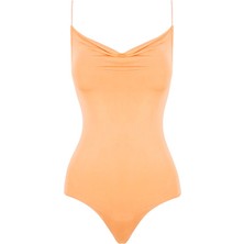 Rivus Ip Askılı Degaje Yaka Bodysuit - Turuncu