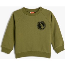 Koton Dinozorlu Sweatshirt Lisanslı Bisiklet Yaka Uzun Kollu Şardonlu Pamuklu