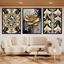 mixefor Çerçeveli 3 Parça Tablo Set-Çiçek Desen Kanvas Baskı Tablo -Tek Tablo Ölçü 55CM x 75CM