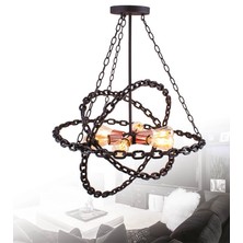 Sedef 6'lı E27 Duy Siyah Zincir Retro Sarkıt Avize