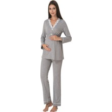 Effortt Gri Hamile Lohusa Pijama Takımı