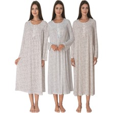 Effortt Gri Kadın Desenli Gecelik