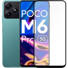 Microcase Xiaomi Poco M6 Pro 5g - Redmi 12 5g Tam Kaplayan Çerçeveli Tempered Ekran Koruyucu - Siyah AL3276