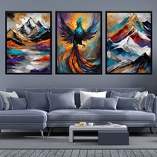 mixefor Çerçeveli 3 Parça Tablo Set-Anka Kuşu Modern Kanvas Tablo -Tek Tablo Ölçü 55CM x 75CM