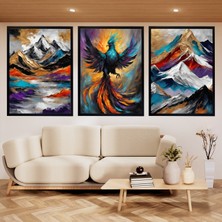mixefor Çerçeveli 3 Parça Tablo Set-Anka Kuşu Modern Kanvas Tablo -Tek Tablo Ölçü 55CM x 75CM