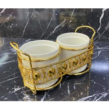 altabi Porselen 2'li Kaşıklık Tezgah Üstü Kaşıklık Gold Renk