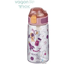 Vagonlife Tkk 500 ml Desenli Kalın Isırılamaz Pipetli Bpa Içermeyen Tritan Su Matarası FFTKK3002-500ML