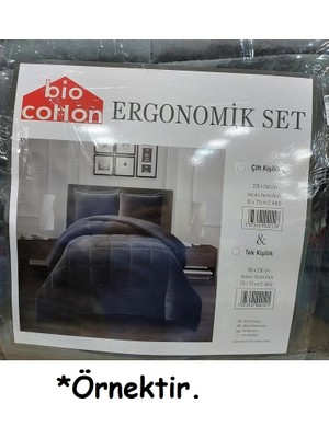 Bio Cotton Mor Peluş Kadife/wellsoft Çift Kişilik Ergonomik Yorgan Seti (Yastık Kılıflı)