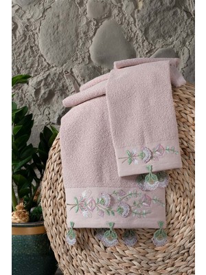 Arliva Home Yıldız Nakıslı 2lı Havlu Setı Gül Kurusu 30X50 50X80