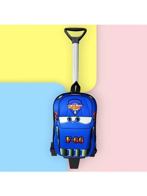 Tezzgelsin F66 Yarış Arabalı Anaokulu Kreş Çekçekli Tekerli 2-6 Yaş 5d Baskılı Çocuk Okul Çantası Sırt Çantası