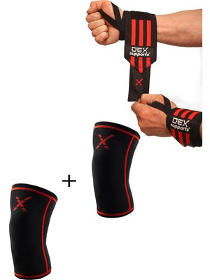 Dex Supports Antrenman Dizliği Ortopedik Dizlik ,fitness Crossfit Bilek Sargısı 2'li Set