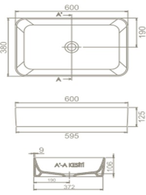 Turkuaz Seramik Hera 60X38 cm Lavabo (Bataryasız)