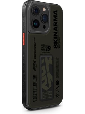 Skinarma iPhone 15 Pro Max Uyumlu Kılıf Skinarma Desenli Airbag Tasarımlı Standlı Spunk Kapak Koyu Yeşil