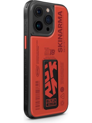 Skinarma iPhone 15 Pro Max Uyumlu Kılıf Skinarma Desenli Airbag Tasarımlı Standlı Spunk Kapak Turuncu