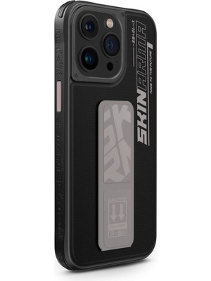 Skinarma iPhone 15 Pro Uyumlu Kılıf Skinarma Standlı Deri Görünümlü Slate Kapak Gri