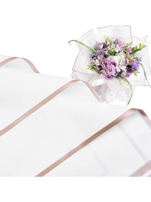 Roco Paper Co. Beyaz Altın Kenarlı Mat Opp Çiçek Ambalaj Kağıdı 58 x 58 cm - Şık ve Dayanıklı