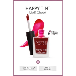 Note Cosmetics Happy Tint Lip & Cheek Dudak ve Yanak Renklendirici Likit Allık 03 Sweet Pink