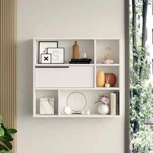 Robin Home Lidya Duvar Rafı Kitaplık Kapaklı Beyaz