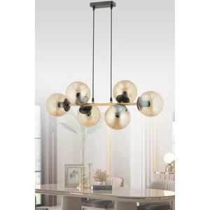 Miran 6 Lı Modern Eskitme Bal Glop Camlı Sıralı Avize