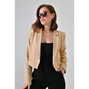 Kamel Kruvaze Crop Blazer Ceket