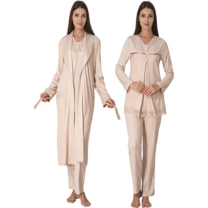 Kahverengi Sabahlıklı Hamile Lohusa Pijama Takımı