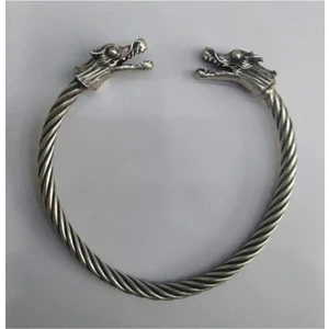 Unisex Antik Gümüş Kaplama Viking Ejderha Başlıklı Ayarlanabilir Bileklik