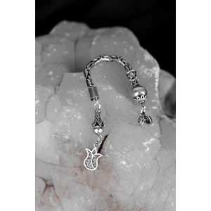 Encili Silver 925 Ayar Gümüş Kral Zincir Lale Uçlu Tesbih Püskülü