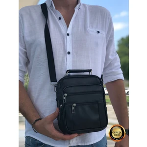 Boss Çelik Kasalı Orta Boy Siyah Erkek El ve Omuz Çantası (HAKİKİ DERİ)