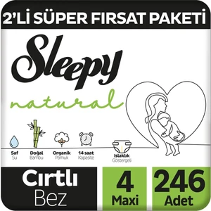 Natural 2'li Süper Fırsat Paketi Bebek Bezi 4 Numara Maxi 246 Adet
