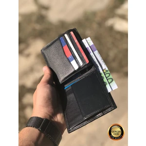 Diego Siyah Bozuk Para Bölmeli Kişiselleştirilebilir Hakiki Deri Erkek Cüzdanı