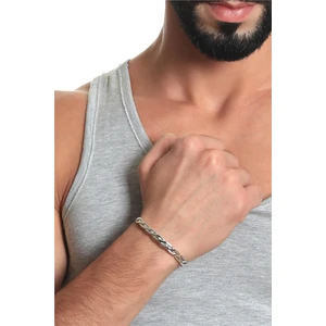 Erkek Gümüş Renk Lak Kaplama Ayarlanabilir Açık Bant Örgü Bileklik