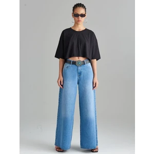 Oversize Crop T-Shirt - Siyah