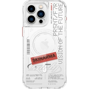 iPhone 15 Pro Uyumlu Kılıf Skinarma Magsafe Şarj Özellikli Yazı Desenli Airbagli Orion Kapak Şeffaf