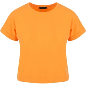 Bisiklet Yaka Basic T-Shirt - Turuncu
