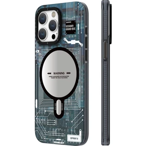 iPhone 15 Pro Max Uyumlu Kılıf Magsafe Şarj Özellikli Youngkit Technology Serisi Kapak Mavi