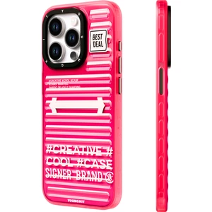 iPhone 15 Pro Uyumlu Kılıf Youngkit Luggage Firefly Serisi Kapak Pembe