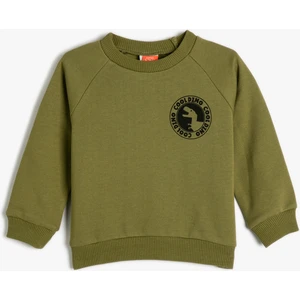 Dinozorlu Sweatshirt Lisanslı Bisiklet Yaka Uzun Kollu Şardonlu Pamuklu