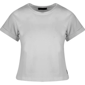 Bisiklet Yaka Basic T-Shirt - Açık Gri Melanj