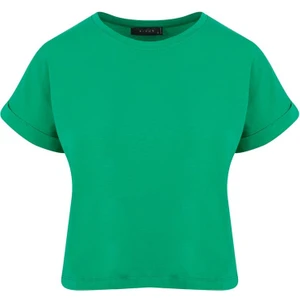 Bisiklet Yaka Basic T-Shirt - Yeşil