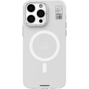 iPhone 15 Pro Uyumlu Kılıf Magsafe Şarj Özellikli Standlı Youngkit Hermit Bracket Serisi Kapak Beyaz