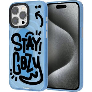 iPhone 15 Pro Uyumlu Kılıf Youngkit Happy Hearth Serisi Kapak Mavi