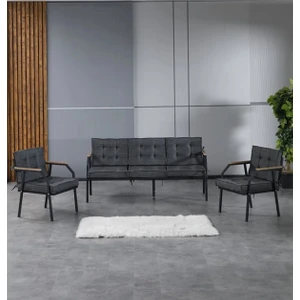 UFUK HOME Aşkın 311 Antrasit Fermuarlı Bahçe Balkon Takımı, Cafe, Salon - Metal Kanepe Koltuk Takımı