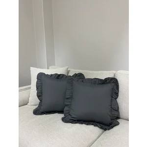 Premier Duck Keten Fırfırlı Antrasit Gri Kırlent Kılıfı ( 1 Adet ) (40X40)