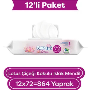 Lotus Çiçeği Kokulu Islak Mendil 12X72'li Koli (864 Yaprak)