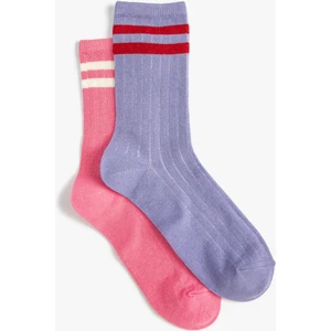 2'li Soket Çorap Seti Şerit Detaylı